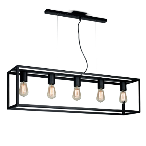 Colgante 5 luces rectangular hierro negro